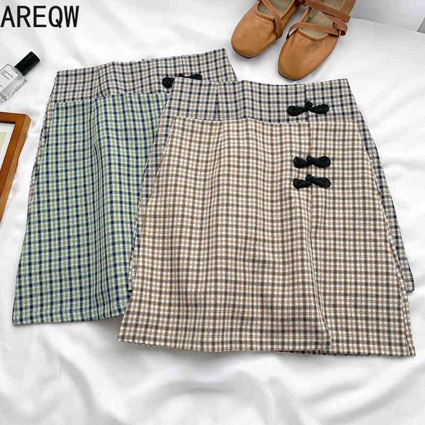 

summer's retro high waist and thin plaid skirt lolita skirt 210507, Black