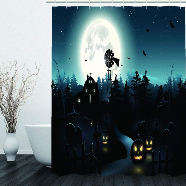 

3d shower curtains for bathroom,ghost festival black printed modern waterproof bath curtain,microfiber washable curtain