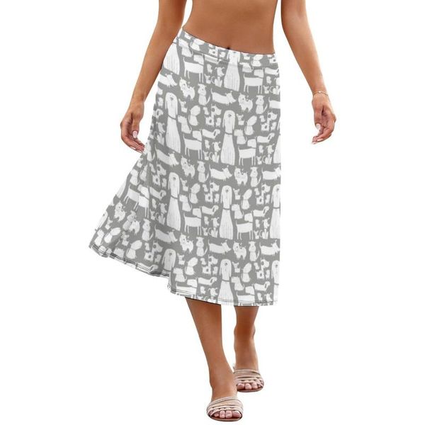 

skirts dog skirt spandex ladies college wholesale printed midi, Black