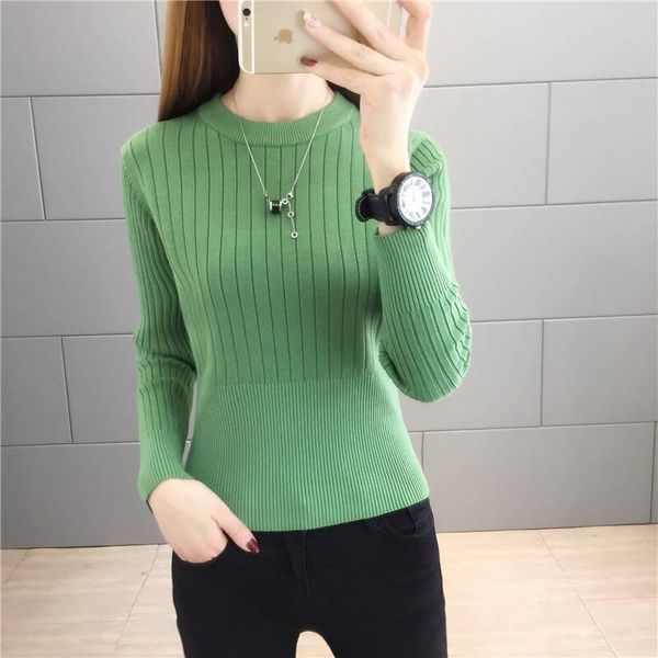 

women's sweaters 2021 spring and autumn korean version of high neck waist short long sleeve pullover knit sweater slim bottoming 20, White;black