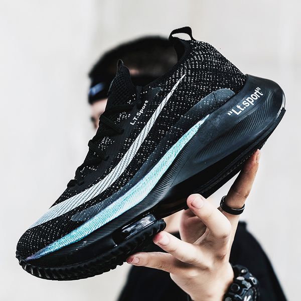 

running men's soft sole marathon running super light net high school entrance examination track and field sports sho, Black