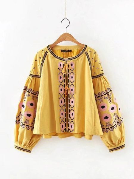 

spring autumn woman blouse long sleeve female retro embroidery shirt harajuku plus size women's blouses & shirts, White