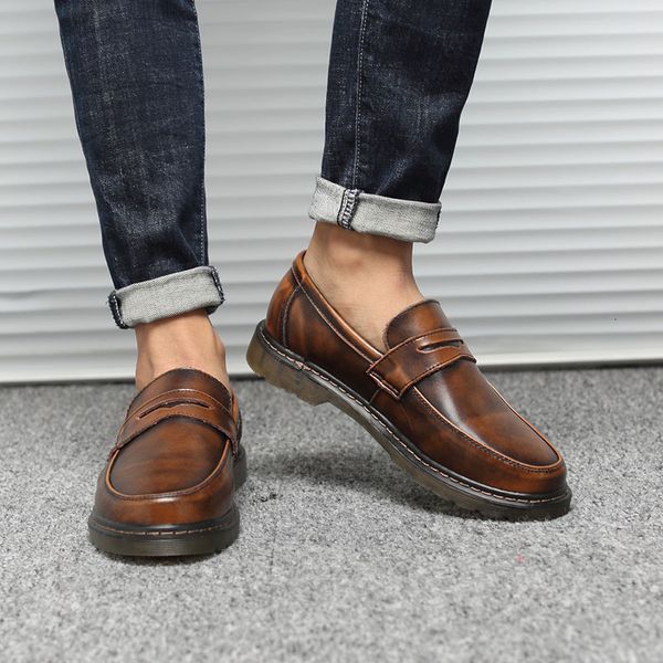 

dress shoes new trend men slip on british design split leather breathable moccasins loafers size 38-44 black brown fvqu