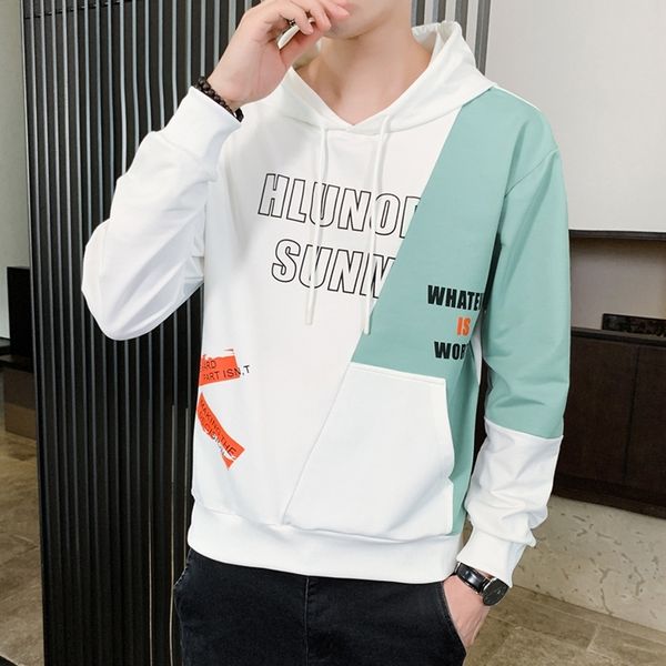 

2021 spring new hooded sweater men's youth trend casual pullover coat student fashion men's wear, Black