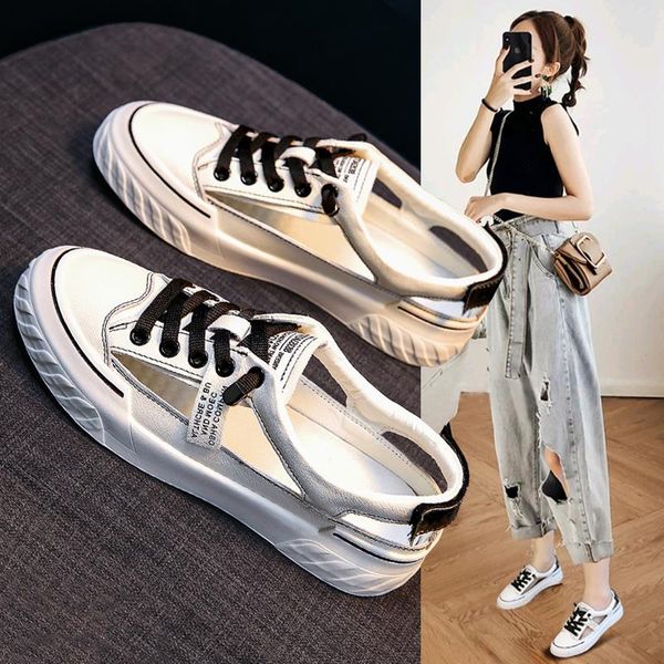 

sandals trendy flat ladies summer fashion wild hollow strap casual pure color single shoes ., Black