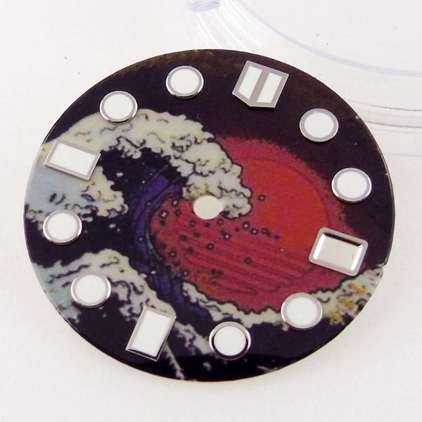 

repair tools & kits nologo colorful fit nh35a 28.5mm watch dial skeleton/abstracortoise/surfing pattern greeen luminous marks