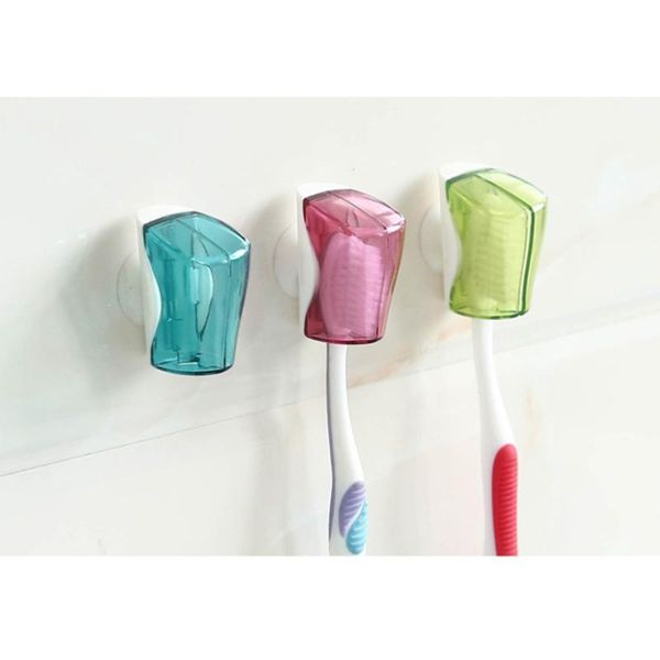 

6pcs bathroom wall mount toothbrush holder suction cup rack dustproof cap cover bath accessory set