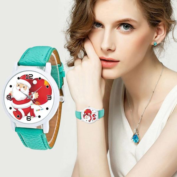 

wristwatches christmas quartz watches for women fashionable watch leather strap ladies wrist brand analog women's wristwatch, Slivery;brown