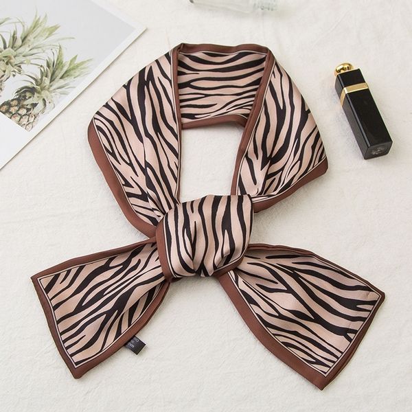 

wqhd zebra pattern flat corner ribbon strip small double layer printing ribbon decoration versatile ties cravat small scarf professional sc, Black;gray