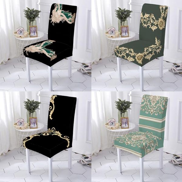 

chair covers european pattern black nordic p stretch dinner room anti-dirty kitchen seat cover 1pc high living spandex s