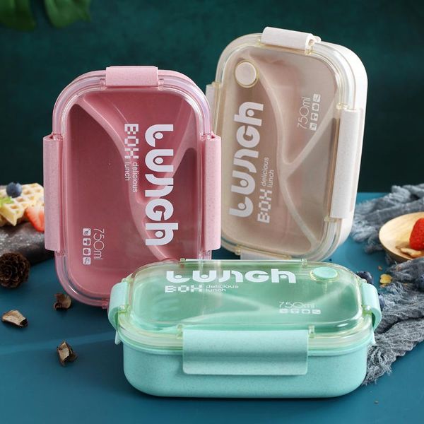 

dinnerware sets guret wheat straw microwave lunch box single student container layer sealed bento sent tableware kitchen accessories