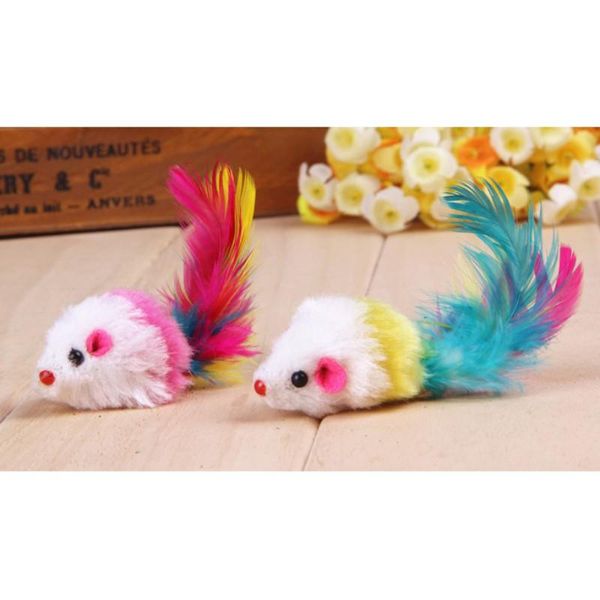 

cat toys false mouse pet mini funny playing for cats with colorful feather plush
