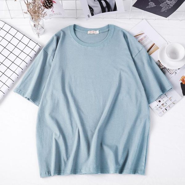 

man's t-shirt summer versatile cotton short sleeve men's trend loose solid t shirt men causal o-neck basic male t-shirts, White;black