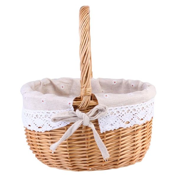 

1pc pastoral style woven basket rattan storage for wedding picnic home baskets