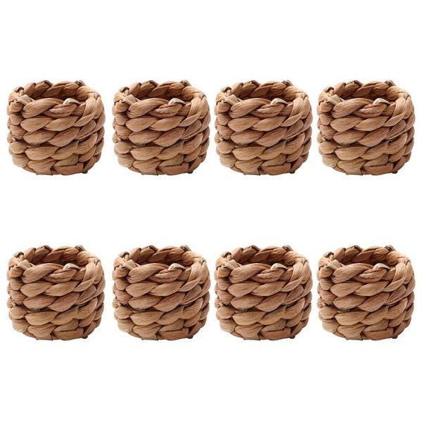 

napkin rings 8pcs country style water woven ring, hand-woven straw farmhouse natural buckle