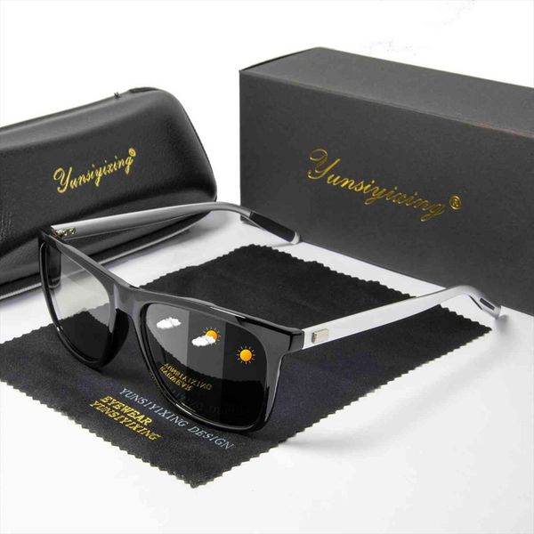 

yunsiyixing pchromic mens sunglasses polarized lens brand sun glasses chameleon uv400 eyewear fishing men accessories 6387, White;black
