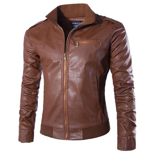 

men's fur & faux winter motorcycle jacket men pu leather zipper jackets, Black