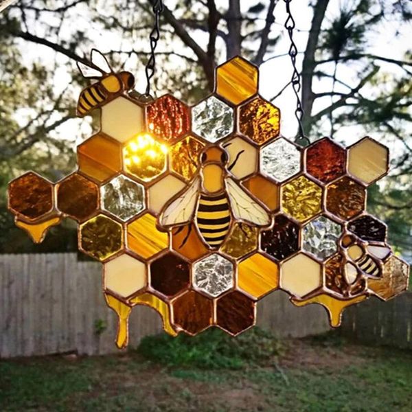 

honeycomb hanging ornament exquisite diy multicolor wall decoration honey suncatcher for garden decorative objects & figurines