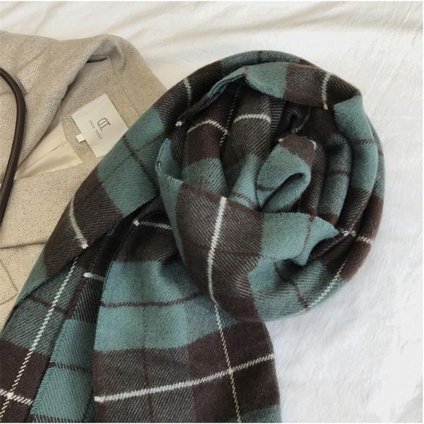 

scarves designer 2021 knitted spring winter women scarf plaid warm cashmere shawls neck lady, Blue;gray
