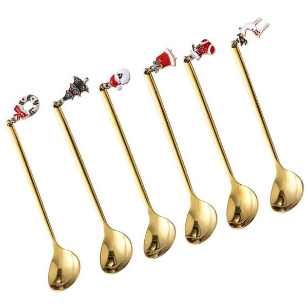 

spoons 6pcs stainless steel spoon mixing coffee scoop stirring