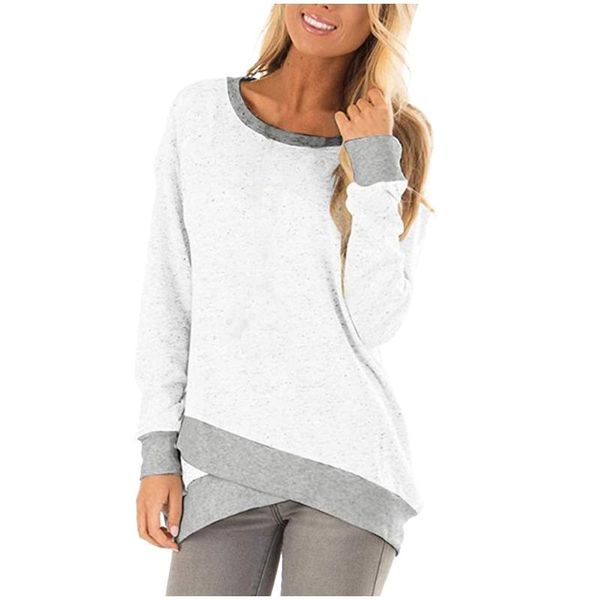 

round collar patchwork sweatshirts loose long sleeve o-neck hoodies casual solid blouse autumn spring oversized sweat shirts women's &, Black