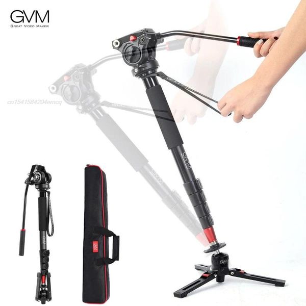 

tripods gvm alluminum alloy 5-section tripod monopod with video fluid head adjustable vertical tilted 1/4'' 3/8'' screws