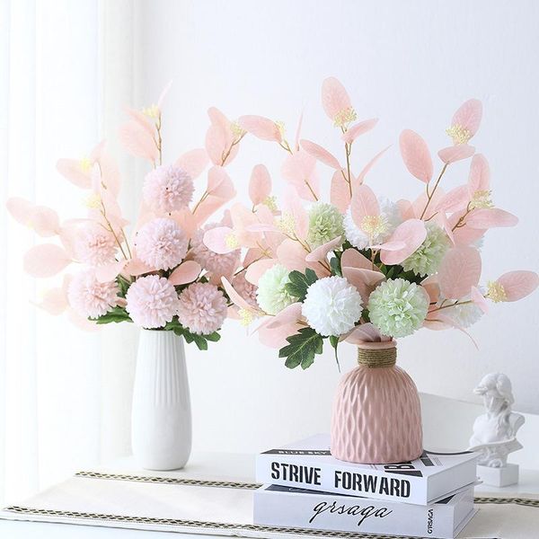 

decorative flowers & wreaths artificial decorations silk hydrangea heads with twin leaves and stems for home wedding decor