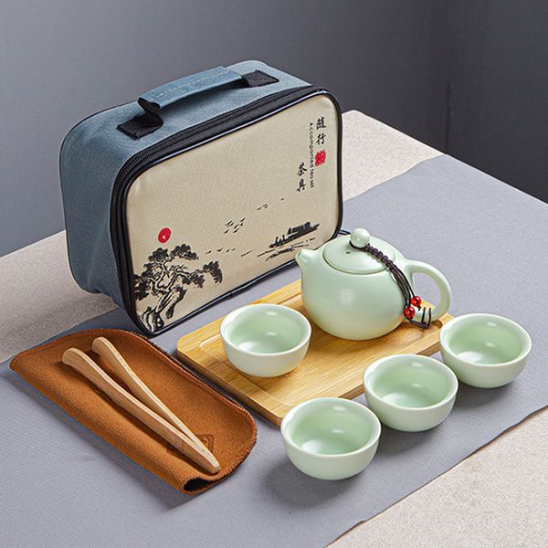 

travel outdoor portable kung fu tea set four piece teas sets