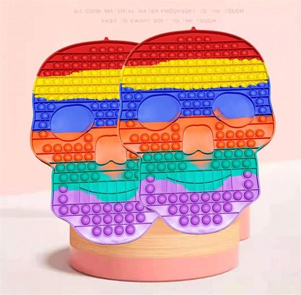 

fidget toys rainbow skull stress relief push bubble decompression sensory finger game children toy 29*40cm
