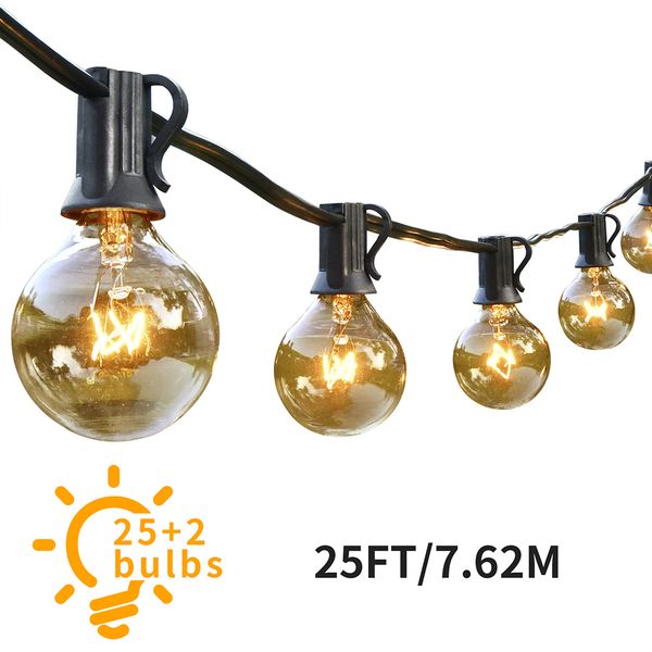 

G40 Gobe String ights with 25 Cear Bubs Hanging Indoor Christmas ights Outdoor for Wedding Garand Fairy ights Decoration
