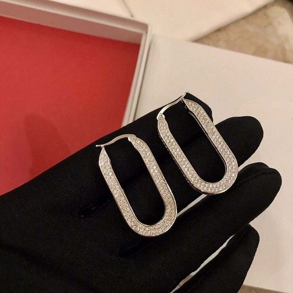 

design jewelry 2021 u water diamond full diamond earrings fashion brass earrings female 925 silver needle f795 4333, Golden;silver