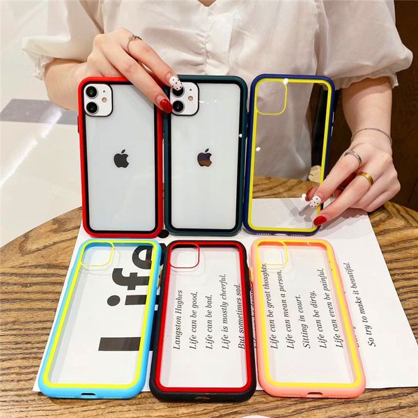 Custodie per telefoni trasparenti a doppio colore Cover posteriore in acrilico ultra sottile Protezione trasparente per iPhone 13 13pro max 12 12pro 11 11pro X XR Xs Max 7 7p 8plus