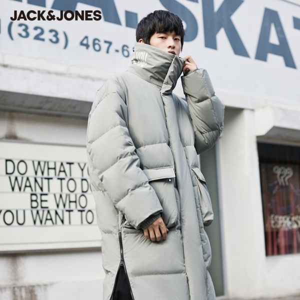 

jon duck down et, men's, medium length, loose coat, high collar, white, 220412068, Black