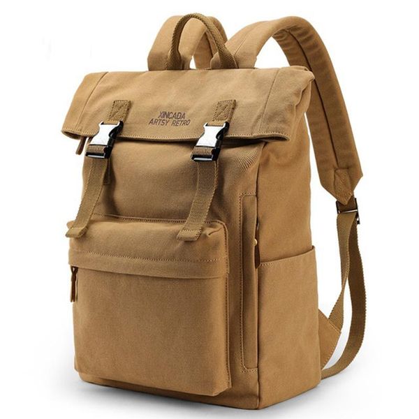 

backpack m498 vintage pure cotton canvas backpacks mountaineering bag fashion men school neutral portable wearproof travel