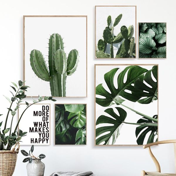 

paintings cactus monstera leaf quote tropical plant wall art canvas painting nordic posters and prints pictures for living room decor
