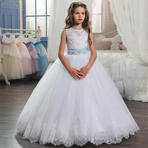 

girl's dresses cute sleeveless flower girls with big bow wedding party children birthday gowns first communion dress, Red;yellow