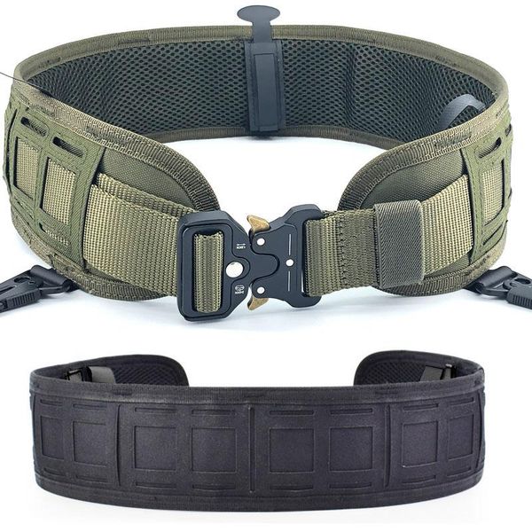 

waist support military tactical belt 1000d nylon convenient army training soft padded combat hunting battle, Black;gray