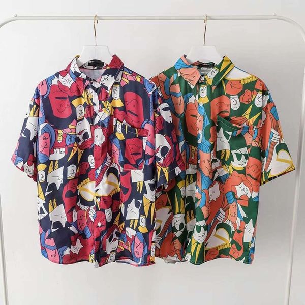 

men's casual shirts shirtchic net red print sunscreen short sleeve flower shirt women's design feeling less hong kong style summer, White;black
