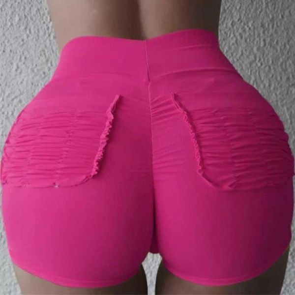 

women's shorts solid high waist sports peach hip running tight women fitness jogging gym stretch pocket, White;black