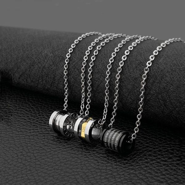 

fashion stainless steel digital round spring men and women pendant titanium necklace necklaces, Silver