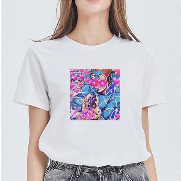 

jojo bizarre adventure cartoon white mens t shirts and women oversize hipster japanese style ulzzang fashion kawaii russia free, White;black