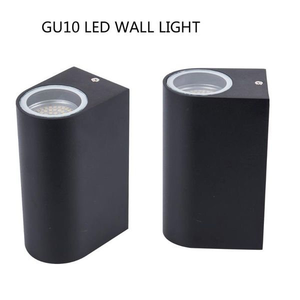 

aluminum outdoor decoration lamp gu10 led wall light outside waterproof ip65 porch garden black housing 10w lamps