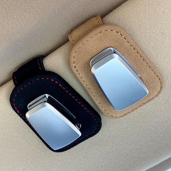 

car organizer artificial leather visor sunglasses holder with card clip anti scratch automotive interior supplies