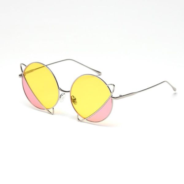 

sunglasses 2021 fashion double color tint ocean lens round women brand design future sun glasses s31138, White;black