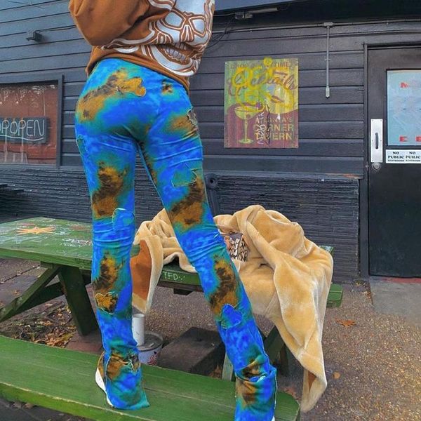 

women's pants & capris 2021 autumn women digital print tight buttocks sports fitness casual bodycon stacked leggings y2k female, Black;white
