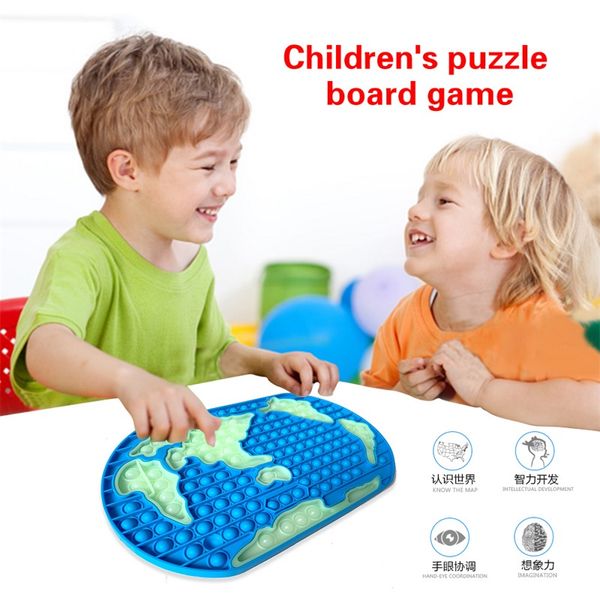 

5pcs jumbo large giant 30cm fidget toys glow in the dark world map sensory push board blocks antistress th2875