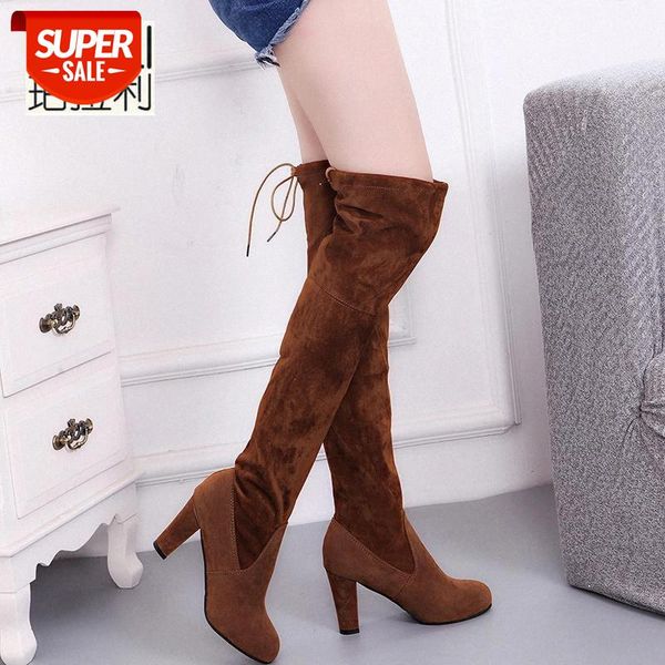 

plus size fashion female winter thigh high boots faux suede leather solid high heels women over the knee shoes drop shipping #rs6k, Black
