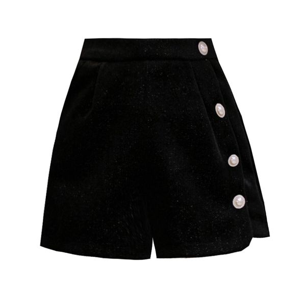 

short chic women shorts winter spring ladies sweet high waist wide leg pants ol formal buttons boot trousers, White;black