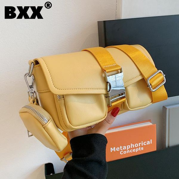 

evening bags [bxx] simple solid color pu leather crossbody for women 2021 autumn shoulder bag trending luxury hand hu599