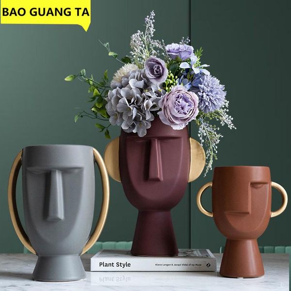

vases bao guang ta ceramics human face art vase decoration crafts flower home accessories r5277